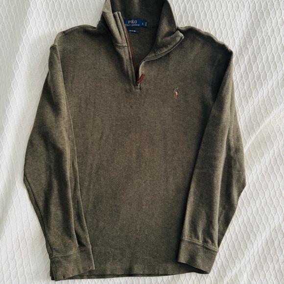 L Olive Green Polo Ralph Lauren quarter zip sweatshirt - Picture 1 of 5
